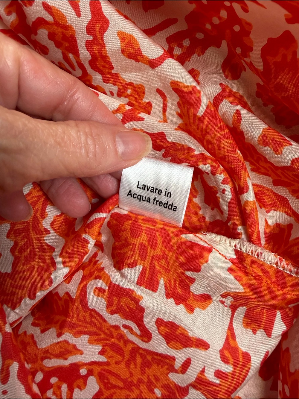 Stunning Italian Silk Red/Orange Floral V-Neck Drawstring Dress - size small 4/6 - Picture 15 of 16
